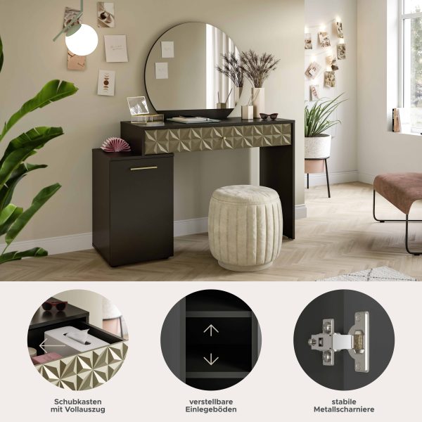 Prisma kaptafel zwart melamine goud NB - Afbeelding 7