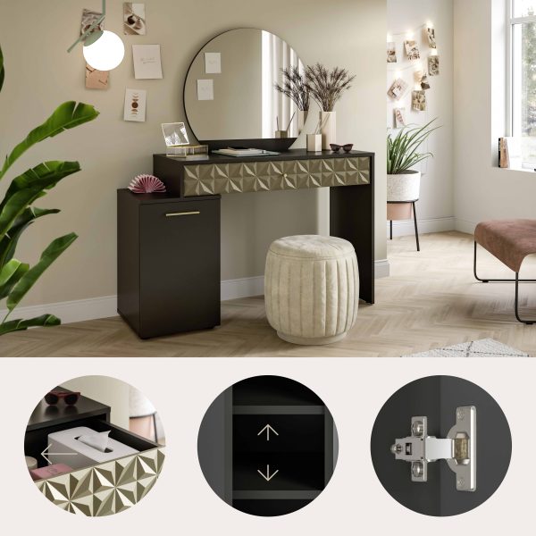 Prisma kaptafel zwart melamine goud NB - Afbeelding 13