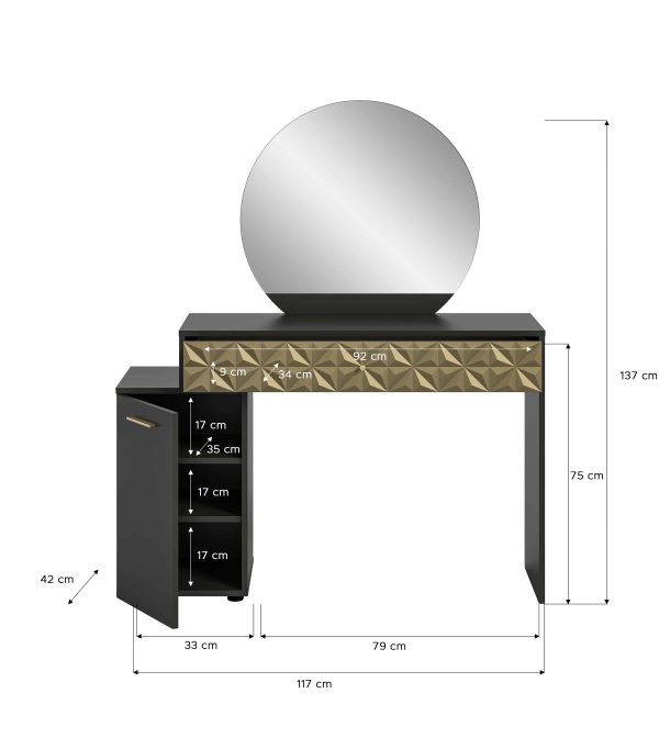 Prisma kaptafel zwart melamine goud NB - Afbeelding 4