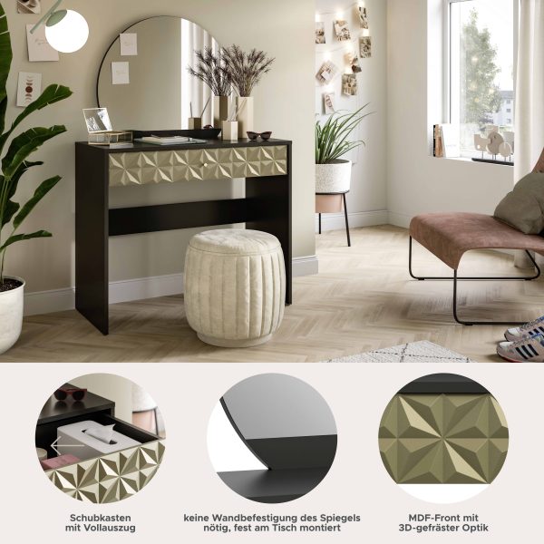 Prisma kaptafel zwart melamine goud NB - Afbeelding 6