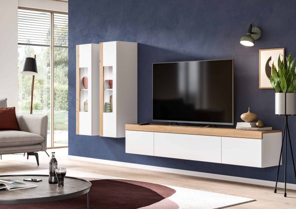 Ruda Wohnen TV Lowboard wit NB Abs. Artisan Oak NB kan staand of hangend gemonteerd worden - Afbeelding 4