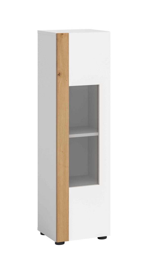 Ruda Wohnen vitrinekast wit NB Abs. Artisan eiken NB kan staand of hangend gemonteerd worden