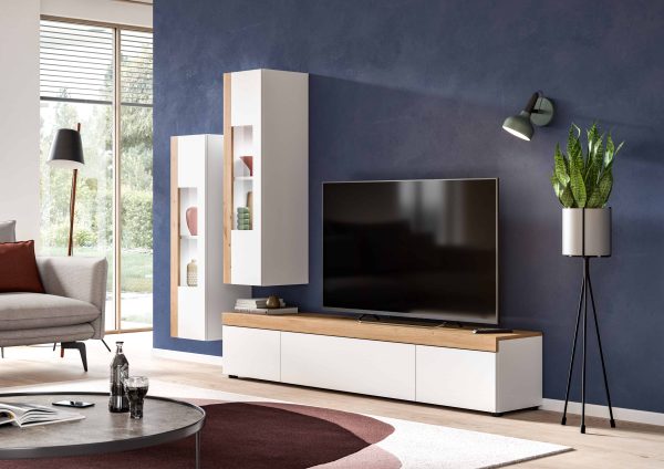 Ruda Wohnen vitrinekast wit NB Abs. Artisan eiken NB kan staand of hangend gemonteerd worden - Afbeelding 4