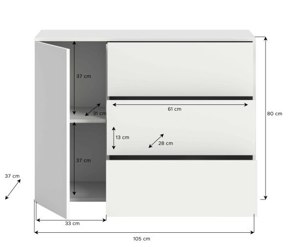 Samba dressoir wit melamine Wotan eiken melamine - Afbeelding 4