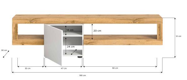 Samba lowboard wit melamine Wotan eiken melamine - Afbeelding 4