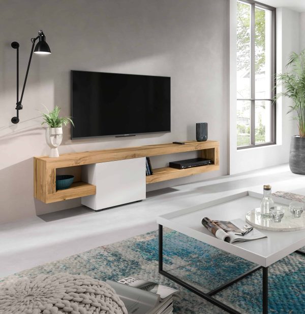 Samba lowboard wit melamine Wotan eiken melamine - Afbeelding 6
