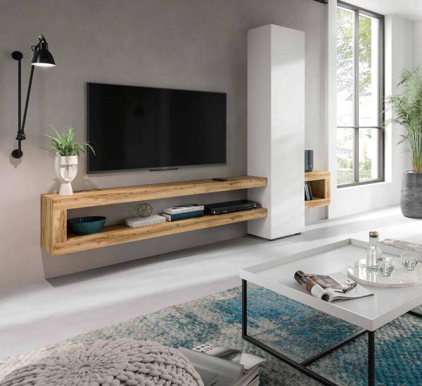 Samba wandmeubel wit melamine Wotan eiken melamine - Afbeelding 6