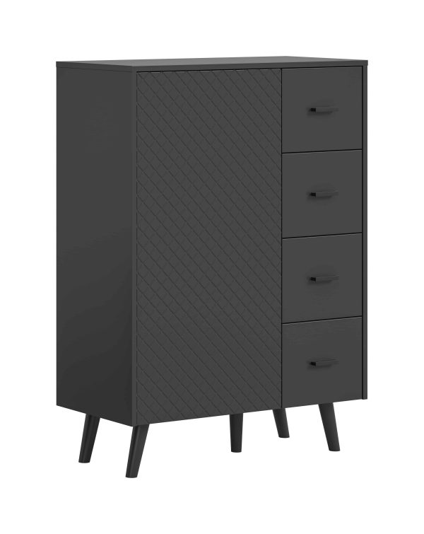 Linea ladekast grijs mat MDF TZ grijs mat melamine zwart NB
