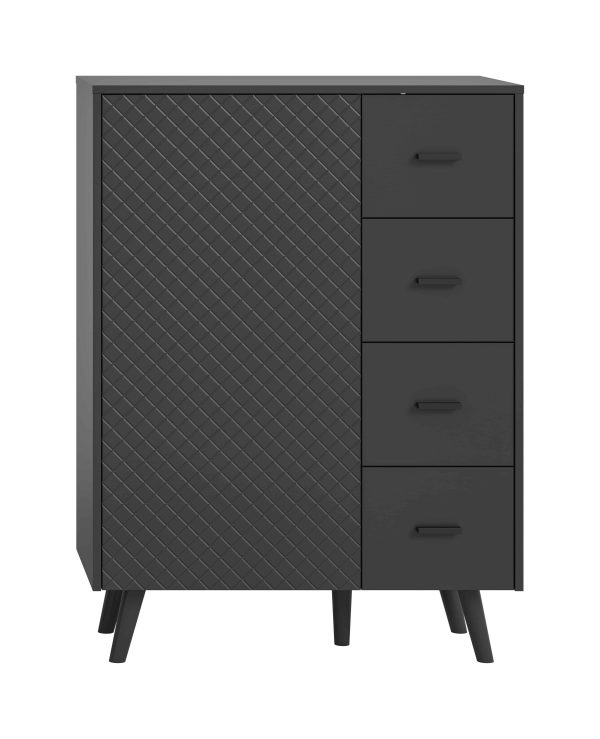 Linea ladekast grijs mat MDF TZ grijs mat melamine zwart NB - Afbeelding 2