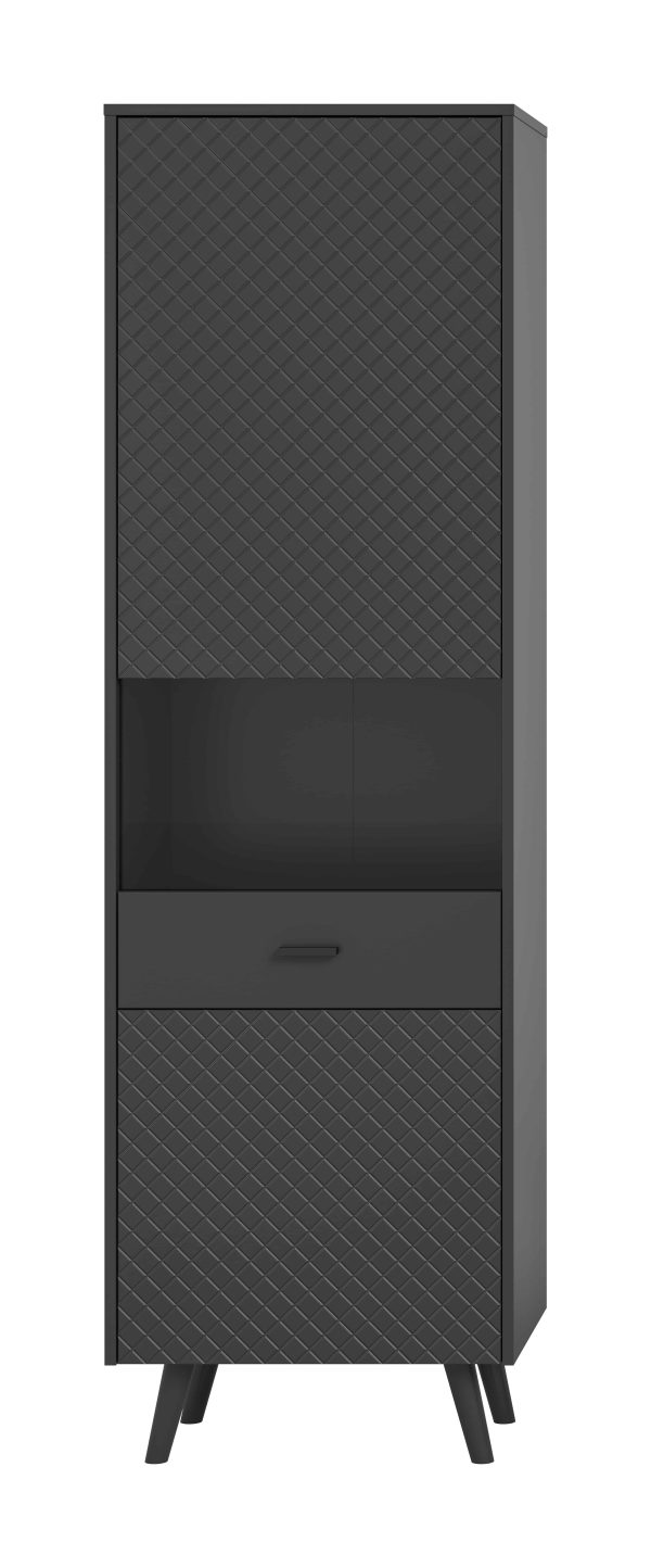 Linea vitrinekast grijs mat MDF TZ grijs mat melamine zwart NB - Afbeelding 2