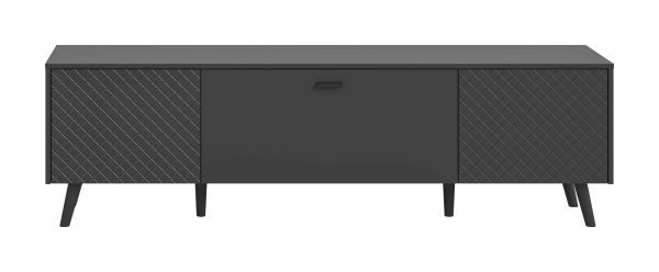 Linea TV Lowboard Grijs Mat MDF TZ Grijs Mat Melamine Zwart NB - Afbeelding 2
