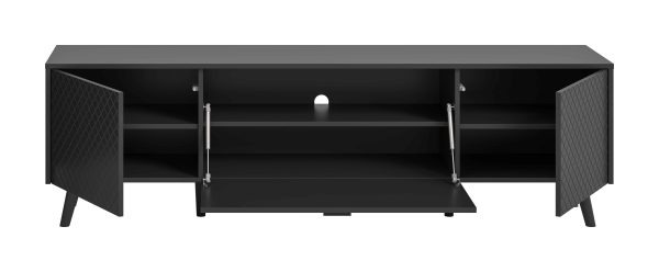 Linea TV Lowboard Grijs Mat MDF TZ Grijs Mat Melamine Zwart NB - Afbeelding 3