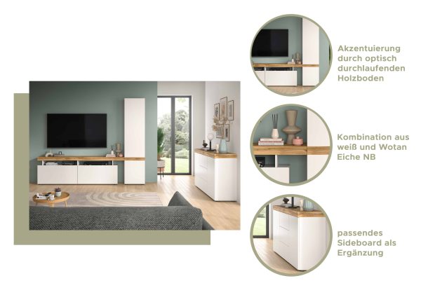 Sugar Sideboard wit melamine Wotan eiken melamine - Afbeelding 7