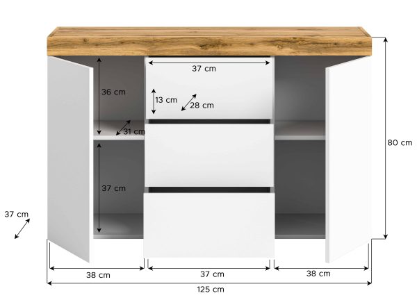 Sugar Sideboard wit melamine Wotan eiken melamine - Afbeelding 4
