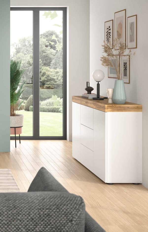 Sugar Sideboard wit melamine Wotan eiken melamine - Afbeelding 6