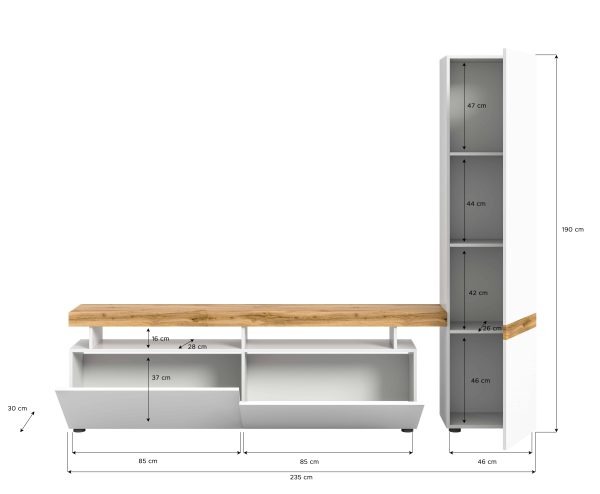 Sugar wandmeubel wit melamine Wotan eiken melamine - Afbeelding 4
