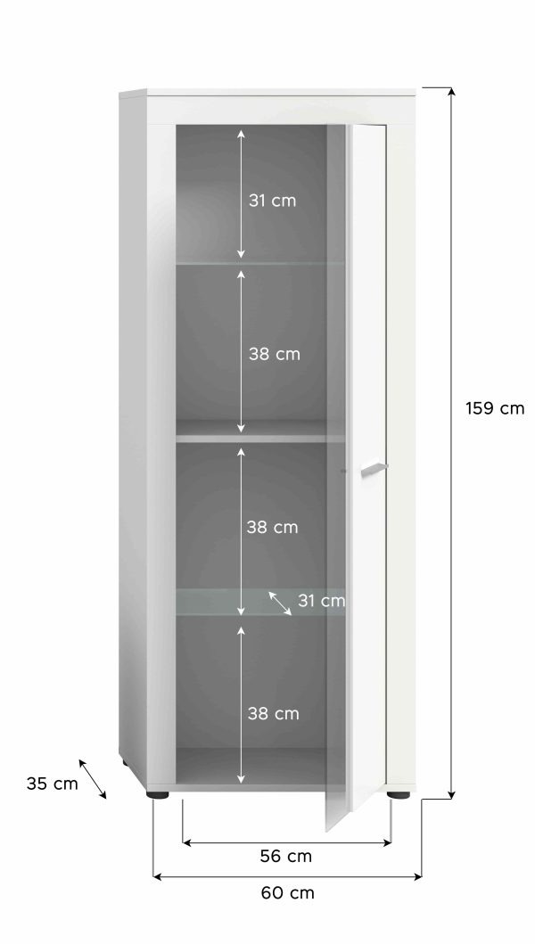 Jam vitrinekast wit melamine - Afbeelding 4