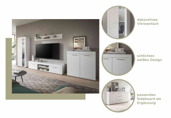 Jam hang/staande vitrinekast wit melamine - Afbeelding 7