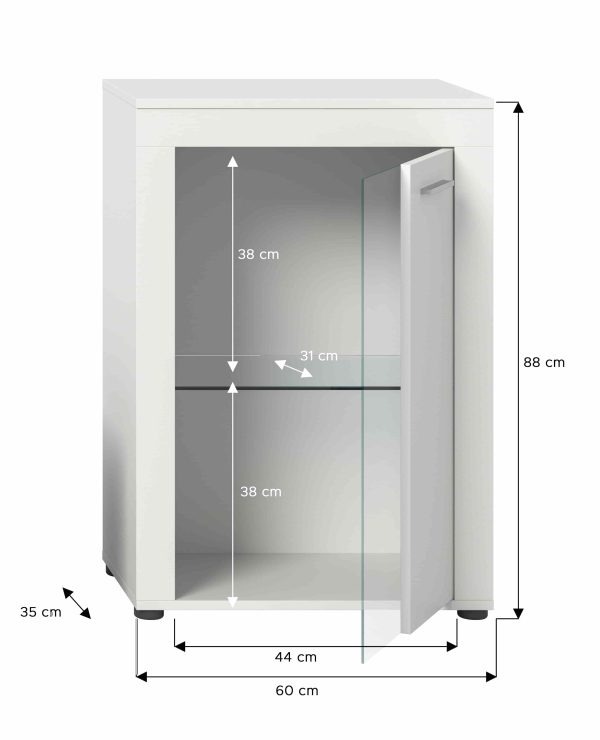 Jam hang/staande vitrinekast wit melamine - Afbeelding 4