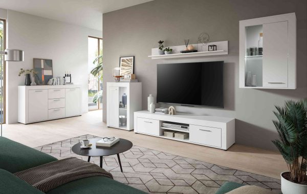 Jam hang/staande vitrinekast wit melamine - Afbeelding 5