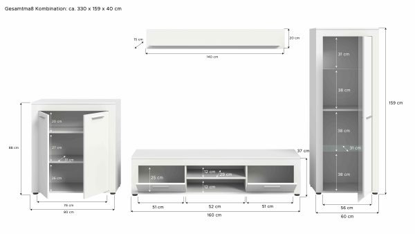Jam woonkamercombinatie wit melamine - Afbeelding 4