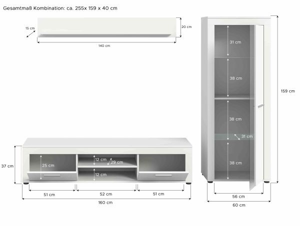 Jam woonkamercombinatie wit melamine - Afbeelding 4