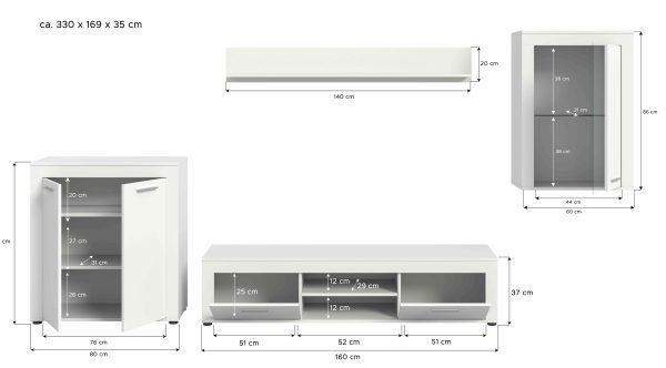 Jam woonkamercombinatie wit melamine - Afbeelding 4