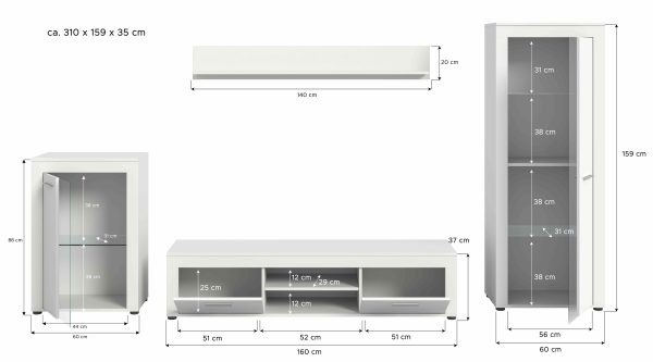 Jam woonkamercombinatie wit melamine - Afbeelding 4