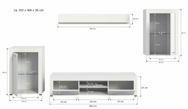 Jam woonkamercombinatie wit melamine - Afbeelding 4