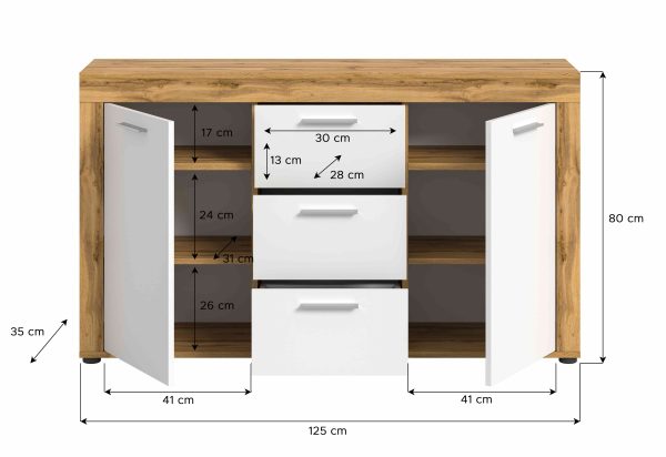 Jam dressoir wit melamine Wotan eiken NB - Afbeelding 4