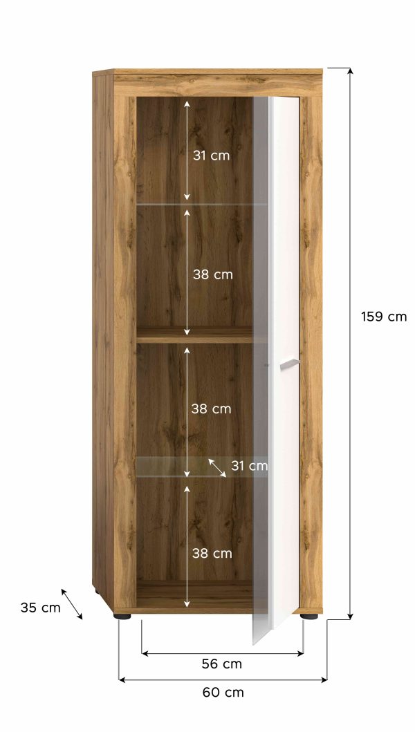 Jam vitrinekast wit melamine Wotan eiken NB - Afbeelding 4