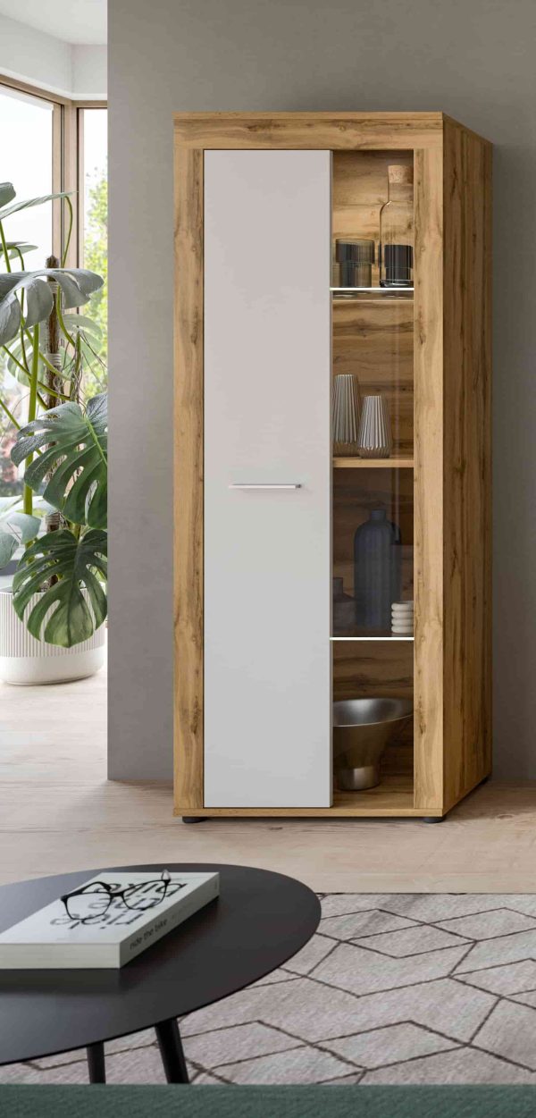Jam vitrinekast wit melamine Wotan eiken NB - Afbeelding 6