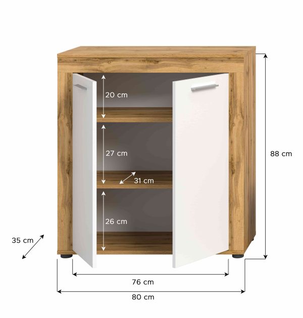 Jam highboard wit melamine Wotan eiken NB - Afbeelding 4