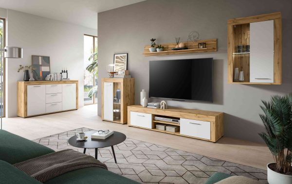 Jam hangvitrinekast wit melamine Wotan eiken NB - Afbeelding 5