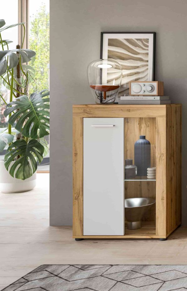 Jam hangvitrinekast wit melamine Wotan eiken NB - Afbeelding 6