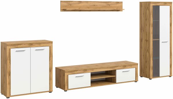 Jam woonkamercombinatie wit melamine Wotan eiken NB