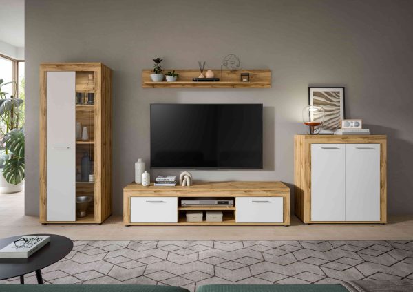 Jam woonkamercombinatie wit melamine Wotan eiken NB - Afbeelding 6