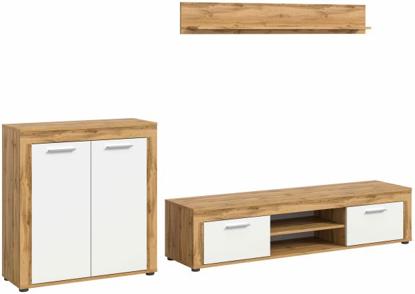 Jam woonkamercombinatie wit melamine Wotan eiken NB