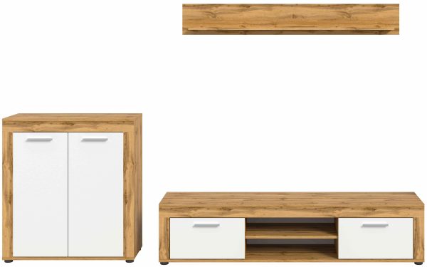 Jam woonkamercombinatie wit melamine Wotan eiken NB - Afbeelding 3