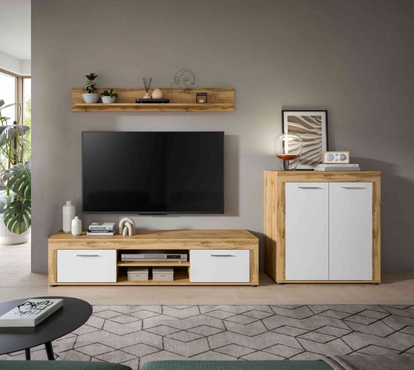 Jam woonkamercombinatie wit melamine Wotan eiken NB - Afbeelding 6