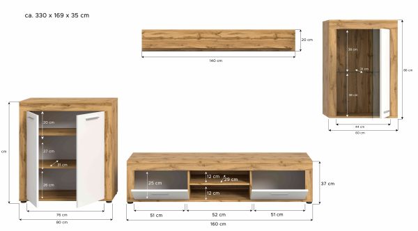 Jam woonkamercombinatie wit melamine Wotan eiken NB - Afbeelding 4