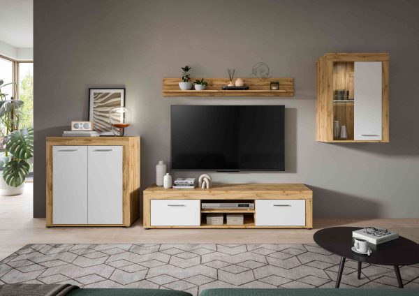 Jam woonkamercombinatie wit melamine Wotan eiken NB - Afbeelding 6