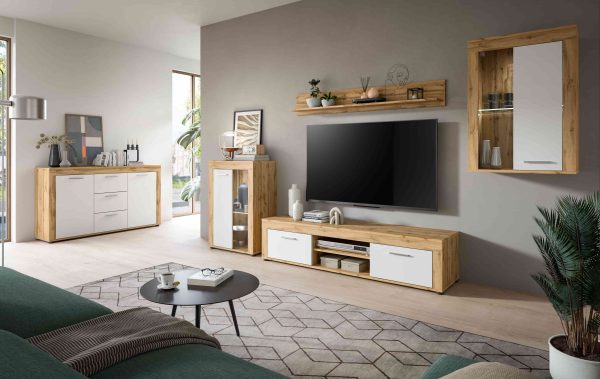 Jam woonkamercombinatie wit melamine Wotan eiken NB - Afbeelding 5
