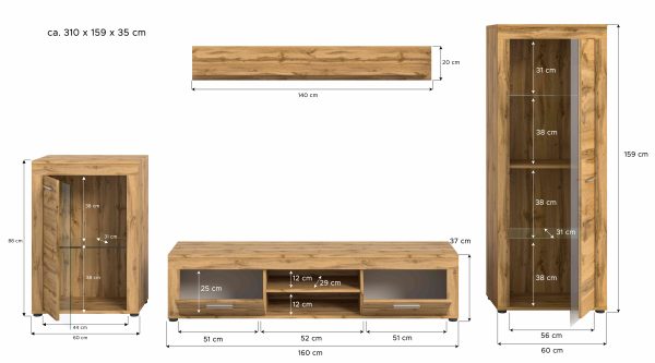 Jam woonkamercombinatie Wotan Oak NB - Afbeelding 4