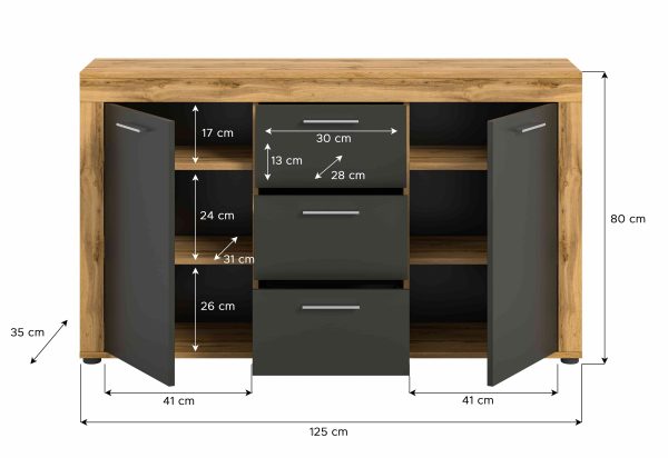 Jam Sideboard grijs melamine Wotan Eiken NB - Afbeelding 4
