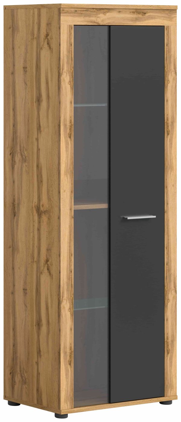 Jam vitrinekast grijs melamine Wotan eiken NB