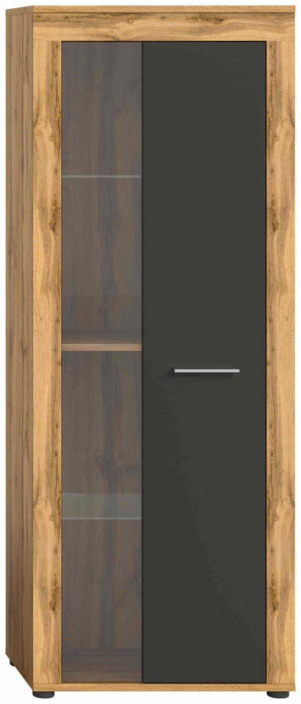 Jam vitrinekast grijs melamine Wotan eiken NB - Afbeelding 2