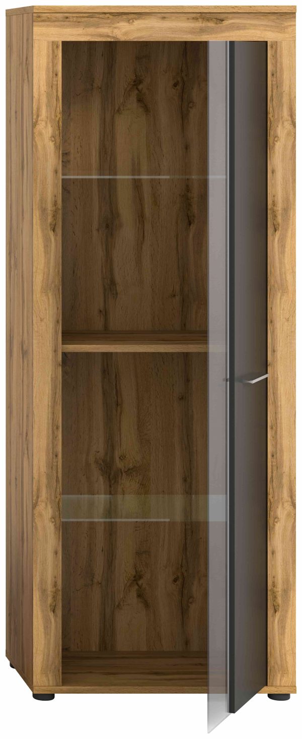 Jam vitrinekast grijs melamine Wotan eiken NB - Afbeelding 3