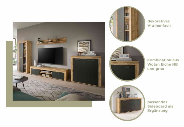Jam highboard grijs melamine Wotan Oak NB - Afbeelding 8