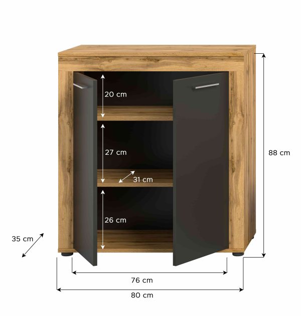 Jam highboard grijs melamine Wotan Oak NB - Afbeelding 4
